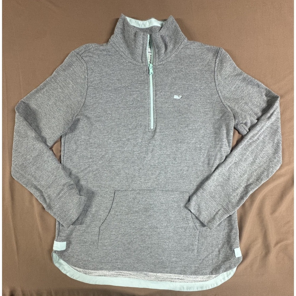 Vineyard Vines Sweater Womens Small Gray Cotton Blend Quarter Zip